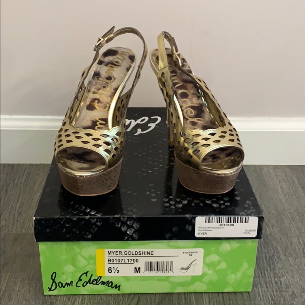 Sam Edelman platform slingbacks gold size 6.5